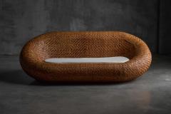 Gabriella Crespi Mid Century Woven Wicker Sofa France 1970s - 4380863