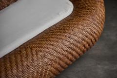 Gabriella Crespi Mid Century Woven Wicker Sofa France 1970s - 4380879