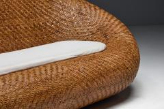 Gabriella Crespi Mid Century Woven Wicker Sofa France 1970s - 4380891