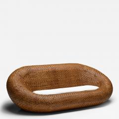 Gabriella Crespi Mid Century Woven Wicker Sofa France 1970s - 4381816