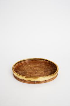 Gabriella Crespi Midcentury Brass and Reed Tray - 1773750