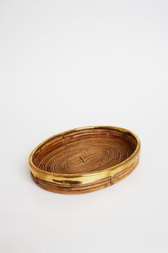 Gabriella Crespi Midcentury Brass and Reed Tray - 1773752