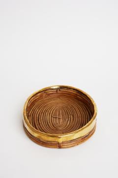 Gabriella Crespi Midcentury Brass and Reed Tray - 1773753