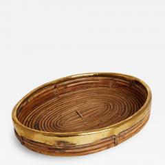 Gabriella Crespi Midcentury Brass and Reed Tray - 1773954