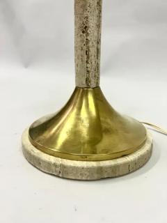 Gabriella Crespi Pair Italian Mid Century Modern Table Lamp Brass Travertine Gabriella Crespi - 3256256
