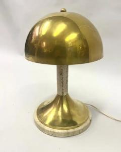 Gabriella Crespi Pair Italian Mid Century Modern Table Lamp Brass Travertine Gabriella Crespi - 3256257