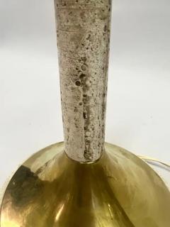Gabriella Crespi Pair Italian Mid Century Modern Table Lamp Brass Travertine Gabriella Crespi - 3256294