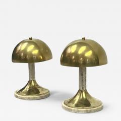 Gabriella Crespi Pair Italian Mid Century Modern Table Lamp Brass Travertine Gabriella Crespi - 3257272