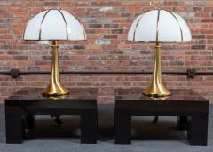 Gabriella Crespi Pair of Large Gabriella Crespi Fungo Table Lamps in Brushed Brass and Acrylic - 3489485