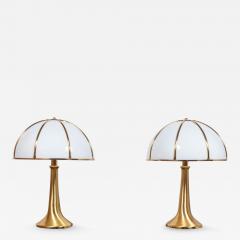 Gabriella Crespi Pair of Large Gabriella Crespi Fungo Table Lamps in Brushed Brass and Acrylic - 3490365