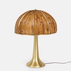 Gabriella Crespi Rare Large Fungo Table Lamp in Bamboo and Brass by Gabriella Crespi - 2620272