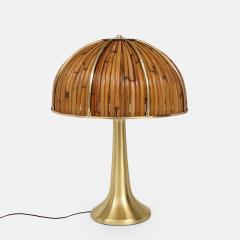 Gabriella Crespi Rare Large Fungo Table Lamp in Bamboo and Brass by Gabriella Crespi - 2620273