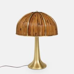 Gabriella Crespi Rare Large Fungo Table Lamp in Bamboo and Brass by Gabriella Crespi - 2620273