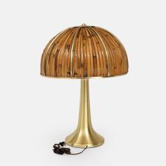 Gabriella Crespi Rare Large Fungo Table Lamp in Bamboo and Brass by Gabriella Crespi - 2620274