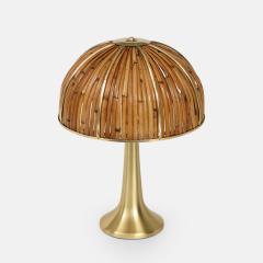 Gabriella Crespi Rare Large Fungo Table Lamp in Bamboo and Brass by Gabriella Crespi - 2620275