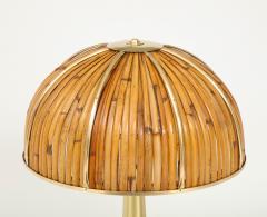 Gabriella Crespi Rare Large Fungo Table Lamp in Bamboo and Brass by Gabriella Crespi - 2620276
