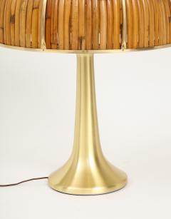 Gabriella Crespi Rare Large Fungo Table Lamp in Bamboo and Brass by Gabriella Crespi - 2620285