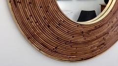 Gabriella Crespi Round Italian Rattan and Brass Framed Mirror Circa 1970 - 1020456