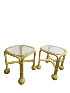 Gabriella Crespi STUNNING MID CENTURY ROPE BALL RATTAN TABLES IN THE MANNER OF GABRELLA CRESPI - 4563055