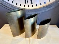 Gabriella Crespi Set of Three 3 Authentic Signed Gabriella Crespi Brass Vases - 4641307