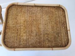 Gabriella Crespi Signed Gabriella Crespi Rattan Collapsible Tray Tables Pair - 4628149