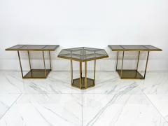 Gabriella Crespi Smoked Glass Brass Puzzle Dining Table After Gabriella Crespi Italy 1970s - 3614619