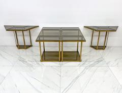 Gabriella Crespi Smoked Glass Brass Puzzle Dining Table After Gabriella Crespi Italy 1970s - 3614620