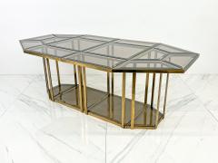 Gabriella Crespi Smoked Glass Brass Puzzle Dining Table After Gabriella Crespi Italy 1970s - 3614623