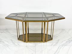 Gabriella Crespi Smoked Glass Brass Puzzle Dining Table After Gabriella Crespi Italy 1970s - 3614625