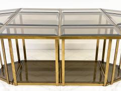 Gabriella Crespi Smoked Glass Brass Puzzle Dining Table After Gabriella Crespi Italy 1970s - 3614627