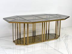 Gabriella Crespi Smoked Glass Brass Puzzle Dining Table After Gabriella Crespi Italy 1970s - 3614628