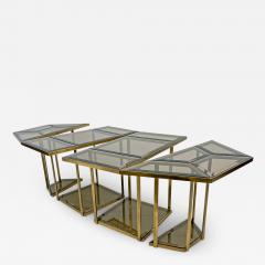 Gabriella Crespi Smoked Glass Brass Puzzle Dining Table After Gabriella Crespi Italy 1970s - 3615166
