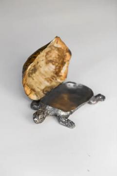 Gabriella Crespi Turtle pocket emptier by Gabriella Crespi in silver metal and shell - 3575188