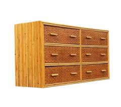 Gabriella Crespi Vintage Boho Mid Century Split Reed Bamboo Rattan Dresser Cabinet or Credenza - 3982445