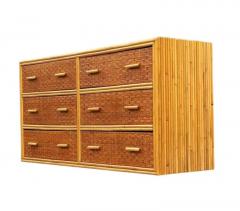 Gabriella Crespi Vintage Boho Mid Century Split Reed Bamboo Rattan Dresser Cabinet or Credenza - 3982466
