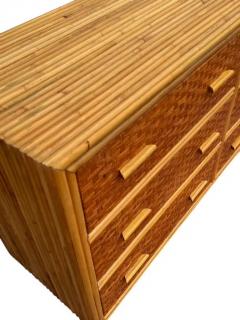 Gabriella Crespi Vintage Boho Mid Century Split Reed Bamboo Rattan Dresser Cabinet or Credenza - 3982467