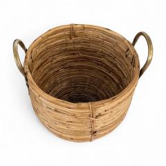 Gabriella Crespi Vintage Rattan Basket with Brass Handles - 4336259