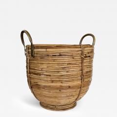 Gabriella Crespi Vintage Rattan Basket with Brass Handles - 4336341