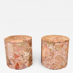 Gae Aulenti EXCEPTIONAL PAIR OF MODERNIST ROUGE MARBLE END TABLES - 1308983