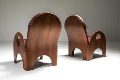 Gae Aulenti Gae Aulenti Arcata Living Room Set in Walnut and Burgundy Leather 1968 - 3405563