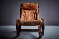Gae Aulenti Gae Aulenti Sgarsul Rocking Chair by Poltronova in suede leather Italy 1962 - 3705953