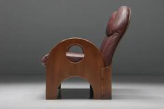Gae Aulenti Love Seat Arcata by Gae Aulenti Walnut and Burgundy Leather 1968 - 3405673