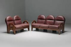 Gae Aulenti Love Seat Arcata by Gae Aulenti Walnut and Burgundy Leather 1968 - 3405798