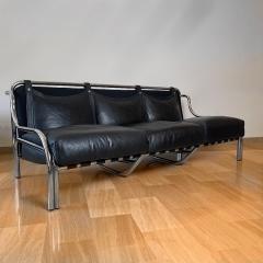 Gae Aulenti Mid Century Modern Black Stringa Sofa Designed by Gae Aulenti for Poltronova - 2983799