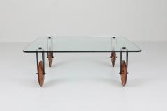 Gae Aulenti Mid Century Modern Gae Aulenti Style Coffee Table With Wheels 1970s - 1237840