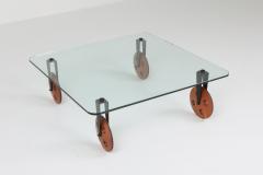 Gae Aulenti Mid Century Modern Gae Aulenti Style Coffee Table With Wheels 1970s - 1237844