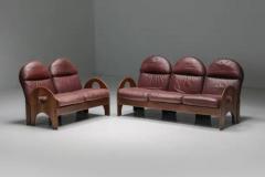 Gae Aulenti Pair of Arcata Easy Chairs by Gae Aulenti Walnut and Burgundy Leather 1968 - 3405808