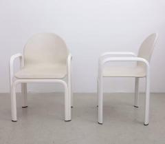 Gae Aulenti Set of Six White Gae Aulenti 54A Arm Chairs in Leather for Knoll 1975 - 542804