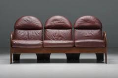Gae Aulenti Three Seater Arcata by Gae Aulenti Walnut and Burgundy Leather 1968 - 3405699