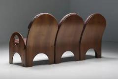 Gae Aulenti Three Seater Arcata by Gae Aulenti Walnut and Burgundy Leather 1968 - 3405745